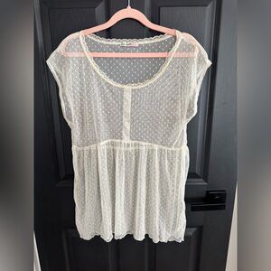 Love Squared Sheer Polka Dot Blouse - Cream